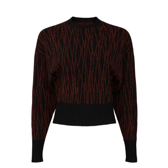 Equipment Womens Small Black Orange Betia Abstract Stripe Long Sleeve Sweater - Picture 1 of 5